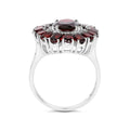 5.20 Ct Oval Red Garnet Prong Silver Flower Ring by Fine Color Jewels