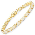 5.28 Ct Oval Ethiopian Opal Prong Sterling Silver Tennis Bracelet by Fine Color Jewels