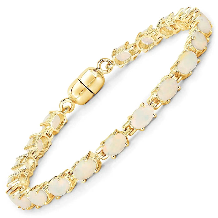 5.28 Ct Oval Ethiopian Opal Prong Sterling Silver Tennis Bracelet by Fine Color Jewels