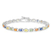 5.40 Ct Oval Multicolor Genuine Multi-Sapphire Prong Sterling Silver Tennis Bracelet