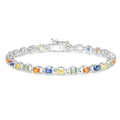 5.40 Ct Oval Multicolor Genuine Multi-Sapphire Prong Sterling Silver Tennis Bracelet by Fine Color Jewels
