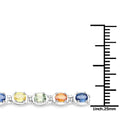 5.40 Ct Oval Multicolor Genuine Multi-Sapphire Prong Sterling Silver Tennis Bracelet by Fine Color Jewels