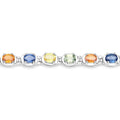 5.40 Ct Oval Multicolor Genuine Multi-Sapphire Prong Sterling Silver Tennis Bracelet by Fine Color Jewels