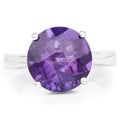 5.43 Ct Round Purple Amethyst and White Topaz Prong Silver Solitaire Ring by Fine Color Jewels