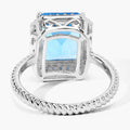 5.45 Ct Octagon Swiss Blue Topaz and Lab Diamond Prong Silver Halo Ring by Fine Color Jewels