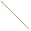 5.45 Ct Round Green Peridot Prong Rhodium Over Silver Tennis Bracelet by Fine Color Jewels