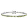 5.45 Ct Round Green Peridot Prong Rhodium Over Silver Tennis Bracelet