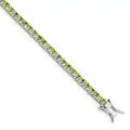 5.45 Ct Round Green Peridot Prong Rhodium Over Silver Tennis Bracelet by Fine Color Jewels