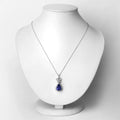5.54 Ct Genuine Pear Tanzanite and Diamond 18K White Gold Statement Pendant by Fine Color Jewels