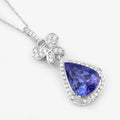 5.54 Ct Genuine Pear Tanzanite and Diamond 18K White Gold Statement Pendant by Fine Color Jewels