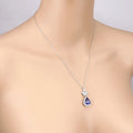 5.54 Ct Genuine Pear Tanzanite and Diamond 18K White Gold Statement Pendant by Fine Color Jewels