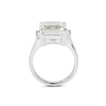 5.54 Ct Octagon Green Amethyst and White Topaz Prong Silver Bold Statement Ring by Fine Color Jewels