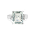 5.54 Ct Octagon Green Amethyst and White Topaz Prong Silver Solitaire Ring by Fine Color Jewels