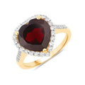 5.86 Ct Heart Red Garnet Prong Silver Halo Pave Promise Ring by Fine Color Jewels