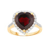 5.86 Ct Heart Red Garnet Prong Silver Halo Pave Promise Ring