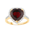 5.86 Ct Heart Red Garnet Prong Silver Halo Pave Promise Ring by Fine Color Jewels