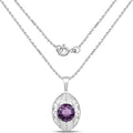 5.87 Ct Round Purple Amethyst Prong Silver Solitaire Pendant Necklace by Fine Color Jewels