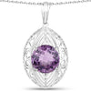 5.87 Ct Round Purple Amethyst Prong Silver Solitaire Pendant Necklace