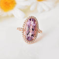 5.92 Ct Oval Pink Amethyst Prong Silver Halo Bold Ring by Fine Color Jewels