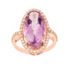 5.92 Ct Oval Pink Amethyst Prong Silver Halo Bold Ring