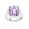 5.94 Ct Octagon Pink Amethyst and White Topaz Prong Silver Cocktail Ring