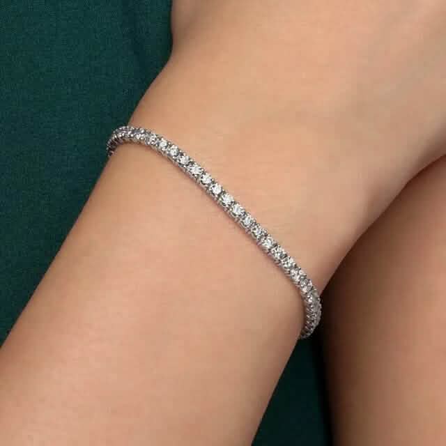 5 Cts Lab-Grown Round Brilliant Cut Diamonds Tennis Bracelet in 14K White Gold by DailySale