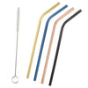 5-Pack: Colored Platinum Stainless Steel Straws With Brush