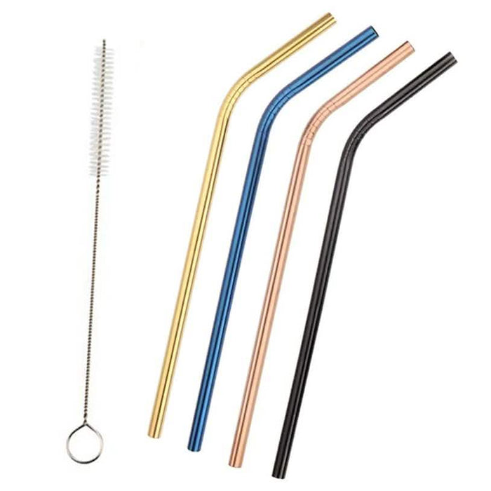 5-Pack: Colored Platinum Stainless Steel Straws With Brush by DailySale