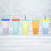 5-Pack: Colorful Drinking Cup with Lid and Straw
