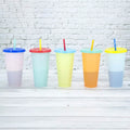 5-Pack: Colorful Drinking Cup with Lid and Straw by DailySale