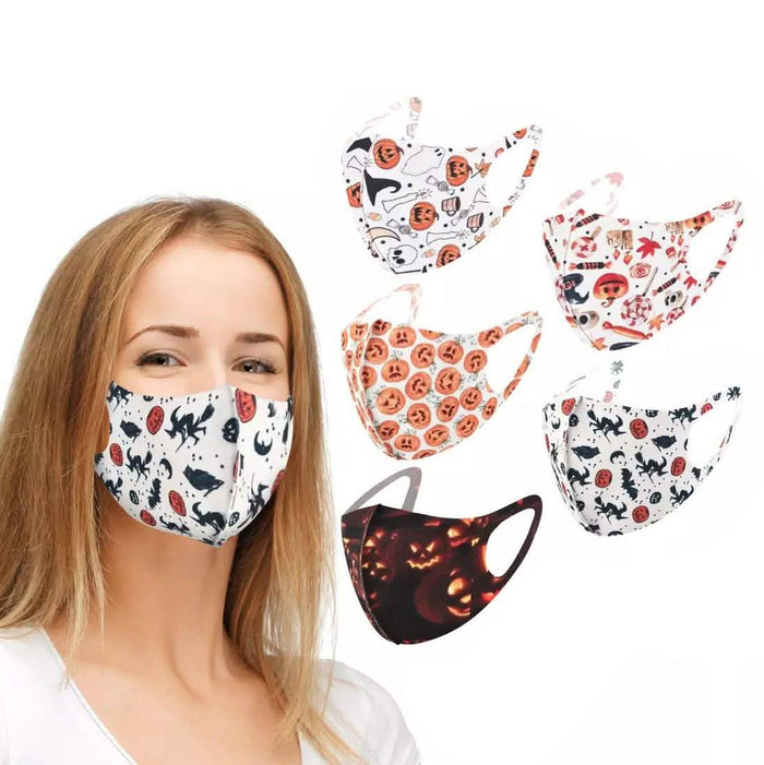5-Pack: Fun Prints Reusable Halloween Face Masks by DailySale