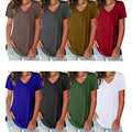 5-Pack: Ladies Ultra Soft Cotton Blend Basic V-Neck Short Sleeve Shirts by DailySale