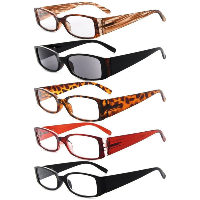 5 Pack Rectangle Stylish Reading Glasses R040-A by Pasteur Pharmacy