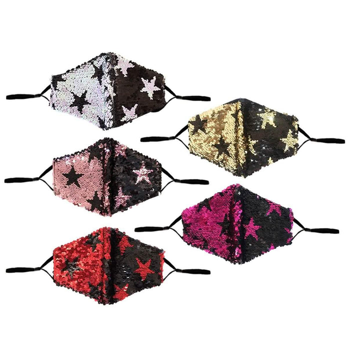 5-Pack: Star Struck Cotton Reversible Sequin Fashion Face Masks With Adjustable Ear Loops by DailySale