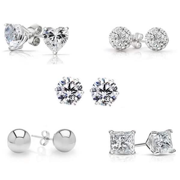 5-Pair Set: Sterling Silver Crystal Stud Set Made with Swarovski Elements by DailySale