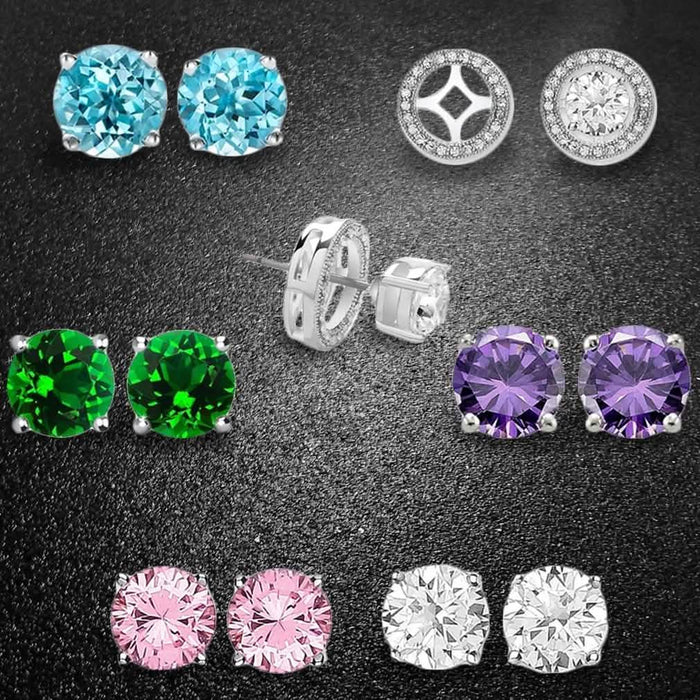 5-Pair: Swarovski Crystal Interchangeable Halo Stud Earrings by DailySale