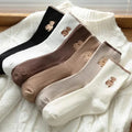 5-Pairs: Bear Embroidery Low Cut Ankle Socks by DailySale
