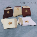 5-Pairs: Bear Embroidery Low Cut Ankle Socks by DailySale