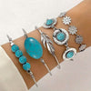 5-Piece Set: Retro Turquoise Inlaid Bracelet