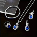 5-Piece Set: Stylish Jewelry Set for Women, Pair of Earrings, Necklace, Ring and Bracelet Adorned with Glass Accents by DailySale