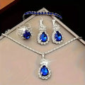 5-Piece Set: Stylish Jewelry Set for Women, Pair of Earrings, Necklace, Ring and Bracelet Adorned with Glass Accents by DailySale