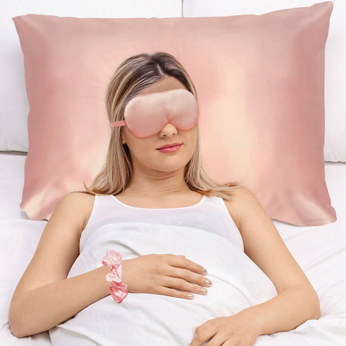 5-Piece: Silky Satin Cozy Comfortable Blush Sleep Set For Peaceful Sleep And Healthy Skin by DailySale