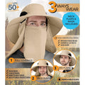 50+ Sun Protection Cap Wide Brim Fishing Hat with Face & Neck Flap by DailySale