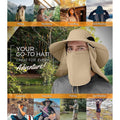 50+ Sun Protection Cap Wide Brim Fishing Hat with Face & Neck Flap by DailySale