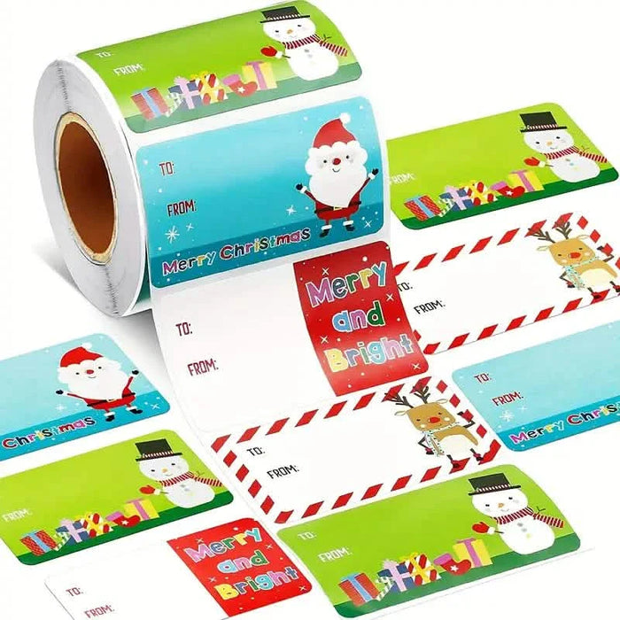 500-Pieces/Roll: Self Adhesive Tags Christmas Tags by DailySale