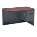 HON 38000 Series Flush Return, Right, 48w x 24d x 29.5h, Mahogany/Charcoal