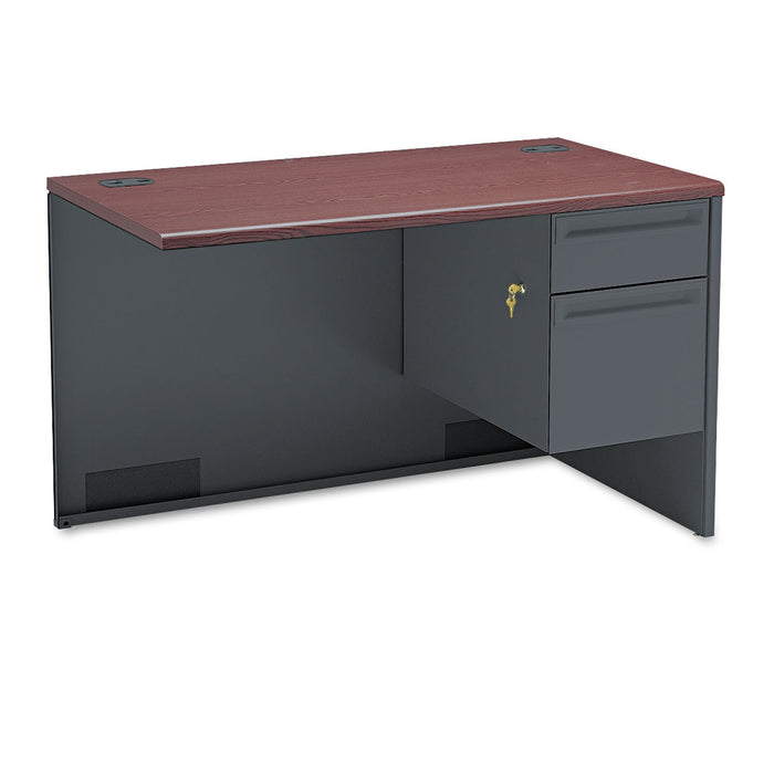 HON 38000 Series Flush Return, Right, 48w x 24d x 29.5h, Mahogany/Charcoal