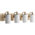 Quorum 5009-4-60 Celeste 33 inch Aged Silver Leaf Vanity Wall Light, Satin Opal by Vanessa Jane