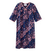 Silverts Senior Women's Adaptive Open Back Knit Printed Nightgown Diagonal Floral