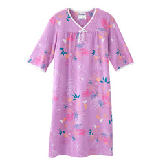 Silverts Senior Women's Adaptive Open Back Knit Printed Nightgown Soft Tropical by Pasteur Pharmacy